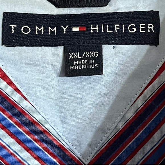 Tommy Hilfiger Button Up Shirt Striped Flag Logo Long Sleeve Multicolor Size 2XL - Picture 13 of 13